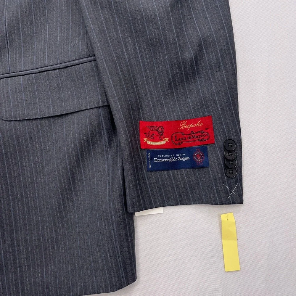 Ermenegildo Zegna Blazer Wool Silk Pinstripe Grey Mens 40R NWT $1600 Retail